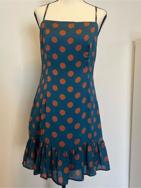 Polka Dot | Retro | Spaghetti Strap |‎ Ruffle Hem | Mini | Sundress